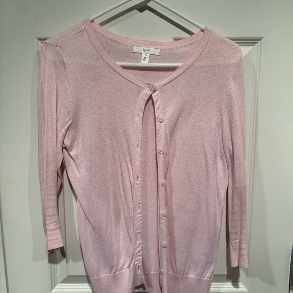 1901 Pink Cardigan Sweater Lightweight Knit